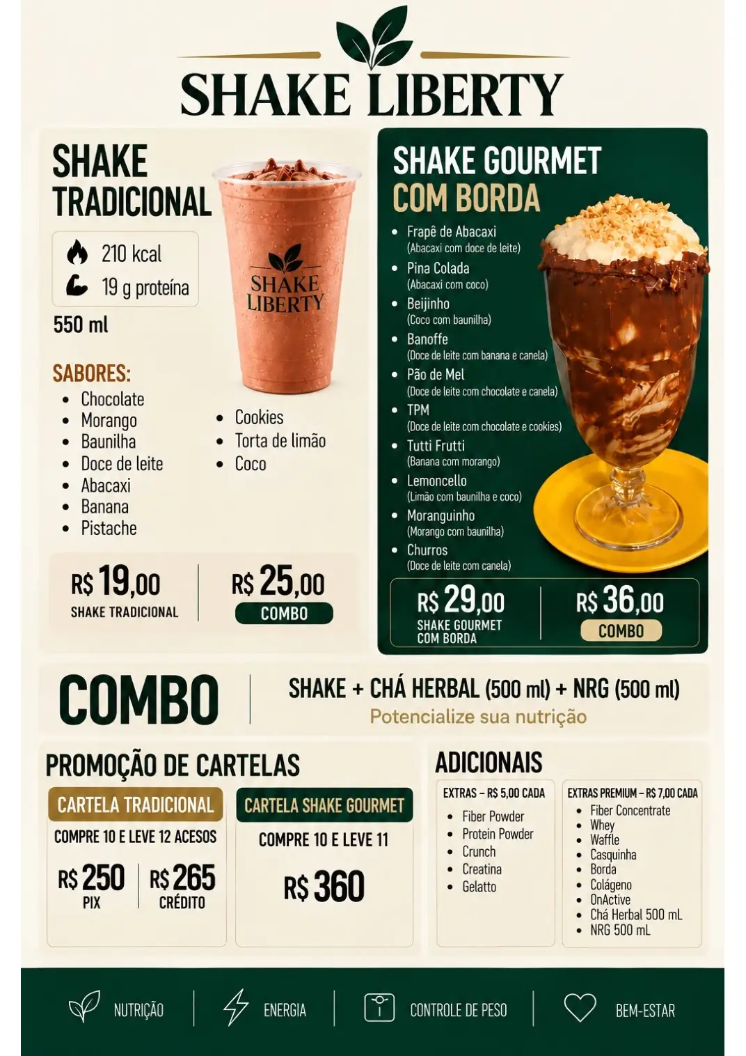 Página 1 do cardápio Shake Liberty