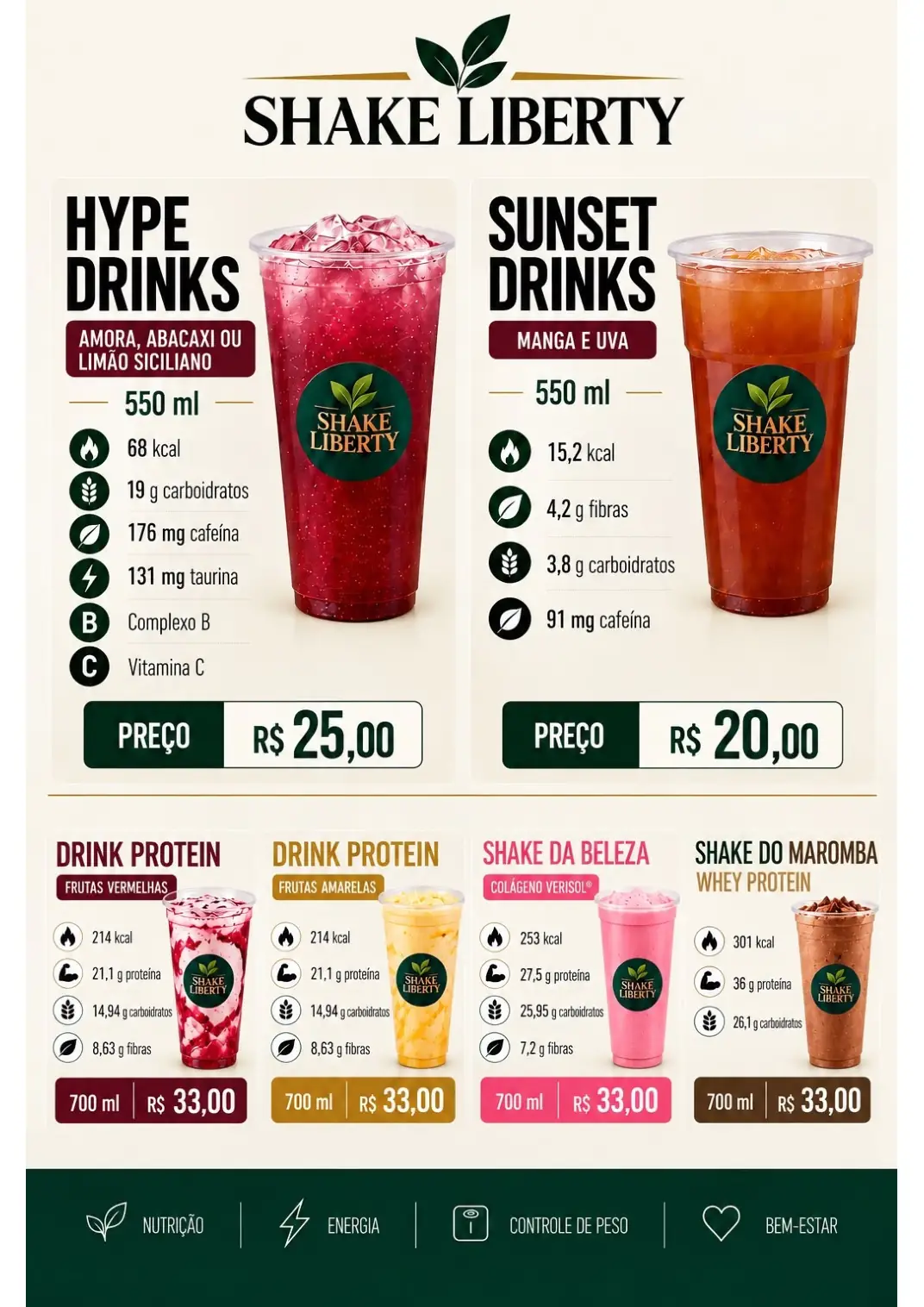 Página 2 do cardápio Shake Liberty